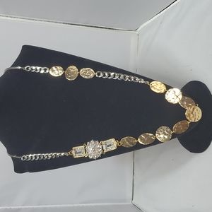 Bijou Drive two tone necklace with rhinestone